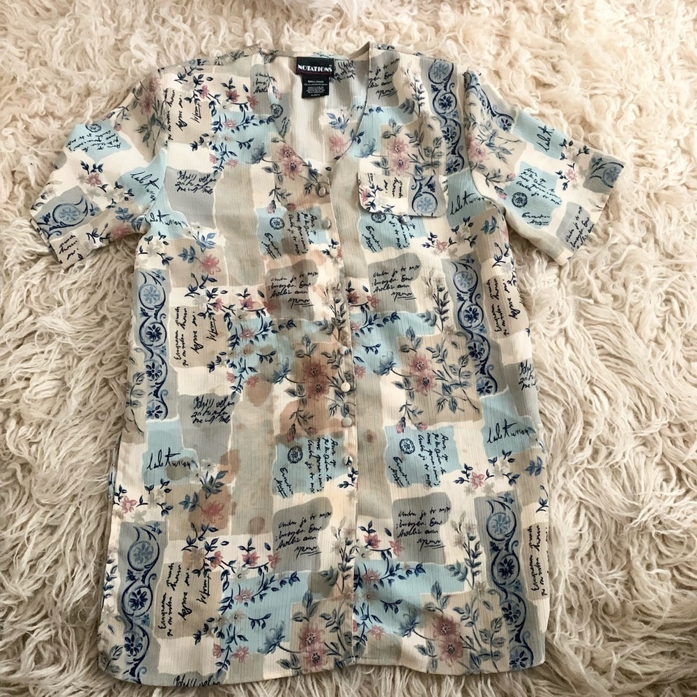 Notations | Vintage Button Down Short Sleeve Flor… - image 8